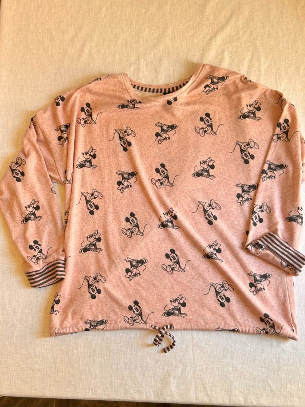 Disney sweater, size XL, heather pink with black stripe trim #disneyadult
